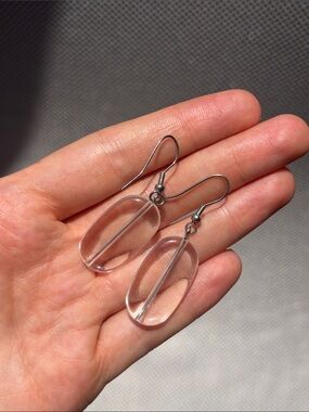 Clear Resin Oval Dangle Earrings